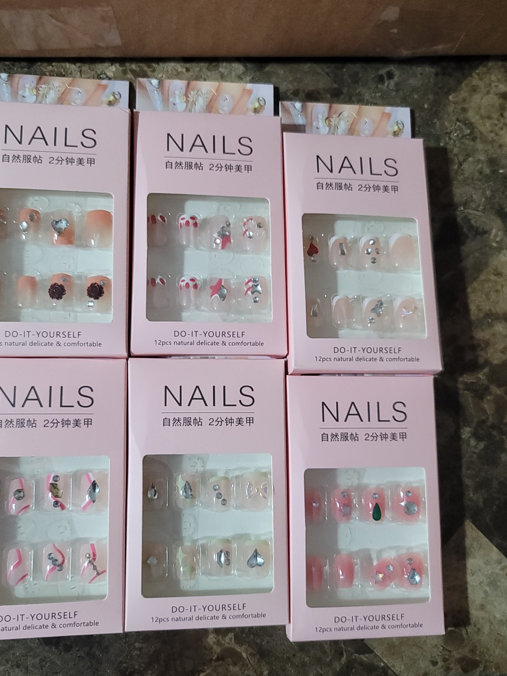NAILS Pink Press On Nail Sets with Rhinestones